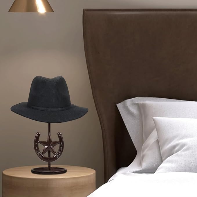 Cowboy Hat Rack Cowboy Hat Stand, Hat Display, Western Horseshoe Decor, Desk Hat Stands for Fedora, Sun Hats,Straw Hats, Cowboys Gifts for Men (2 Pack Red Bronze)