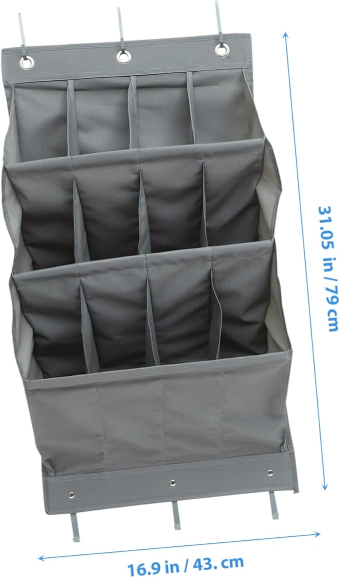 UKCOCO Multi Layer Door Back Storage Pouch Oxford Cloth Wall Hanging Organizer with Large Pockets Space Saving Shoe and Item Holder for Home Bathroom Kitchen Grey