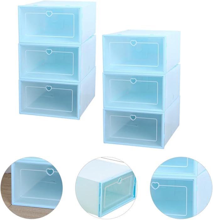 MAGICLULU 6pcs Women Shoes Storage Box Plastic Clamshell Shoe Organizer 31x21.5x12.5cm Stackable Storage Case for Closet and Travel
