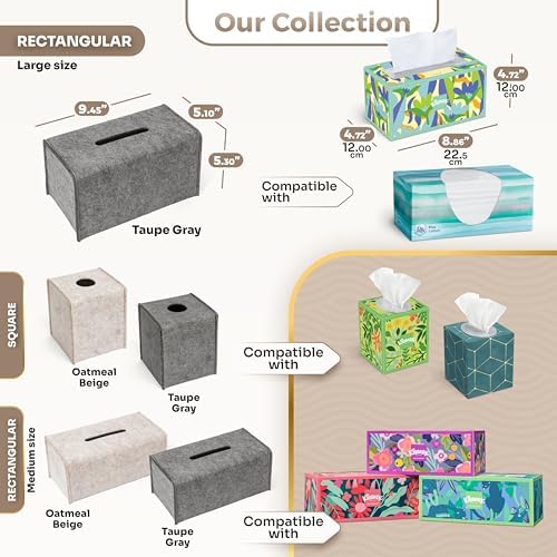 Lotteli Kitchen Felt Tissue Box Cover, Rectangle Large, Taupe, 2 Pack - Image 5