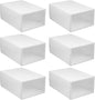 GLEAVI 6 Pcs Plastic Shoe Boxes with Flip- Design, Stackable Shoe Storage Organizer for Closet and Home, White 33x23x14cm