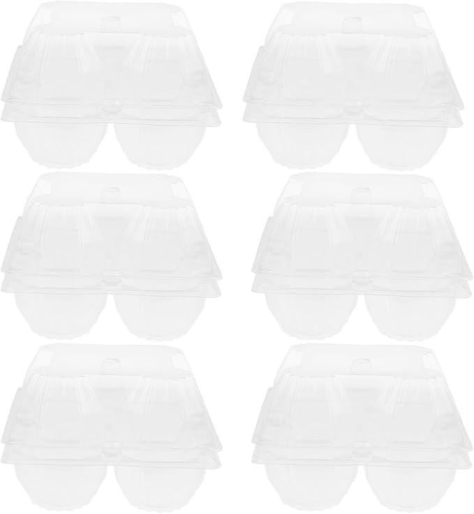 DOITOOL Clear Plastic Goose Egg Packaging Box 2-Slot Egg Holder for Jumbo Eggs Food Storage Container 5.7 X 5.7 X 3.74 Inches Portable Carton Organizer