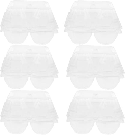 DOITOOL Clear Plastic Goose Egg Packaging Box 2-Slot Egg Holder for Jumbo Eggs Food Storage Container 5.7 X 5.7 X 3.74 Inches Portable Carton Organizer