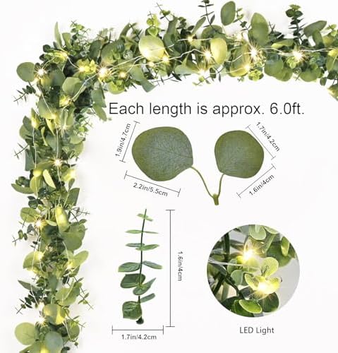 Dolicer 2 Packs 6FT Artificial Eucalyptus Garland Faux Greenery Garland - Image 3