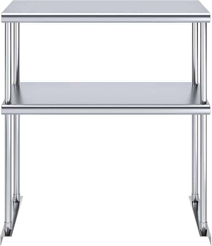 30" x 12" NSF Stainless Steel Double Overshelf | 18-Gauge Heavy-Duty | Includes Brackets