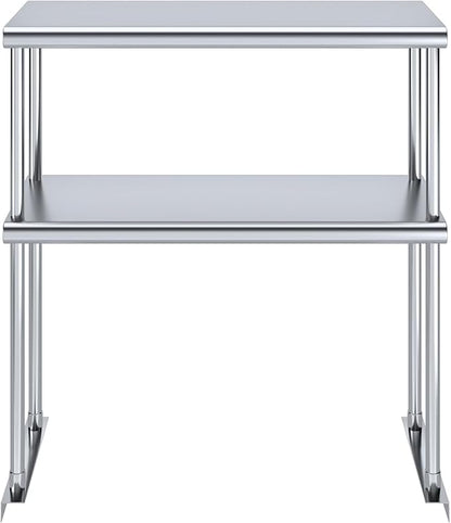 30" x 12" NSF Stainless Steel Double Overshelf | 18-Gauge Heavy-Duty | Includes Brackets