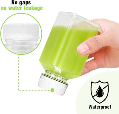 Plastic Juice Bottles, Reusable Juice Containers with White Tamper Proof Lids, Brush, Funnel and Labels, Clear Juice Containers for Juicing, Smoothie and Homemade Beverages (6PCS 4oz)