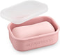 Quatish Compact Leakproof Travel Soap Case, Silicone Soap Box with Draining Layer, Enhanced Soap Container, Suitable for Camping, Gym, Bathroom, Outdoor Essentials, Pink