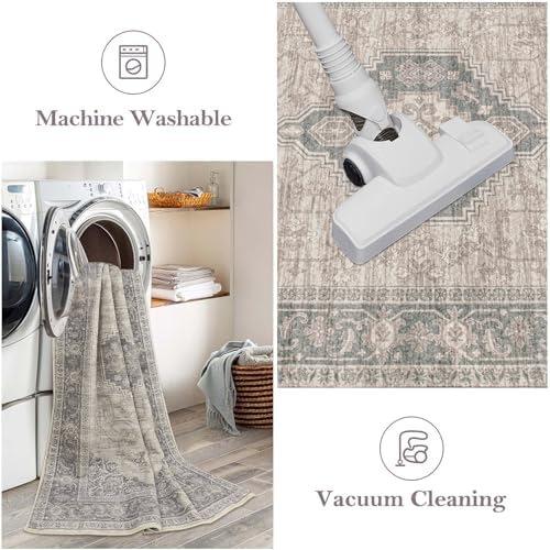 Lahome Oriental Washable Rug Runner, 2x8 Soft Hallway Runner Rug Non Slip - Image 5