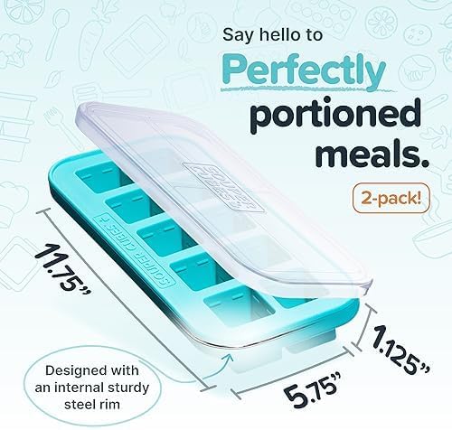 Souper Cubes 2 Tbsp. Silicone Freezer Molds - Perfect for Storing Garlic, Herbs, Ginger, Pesto, Tomato Paste, Lemon Juice, Purees and More - Aqua – 2-Pack
