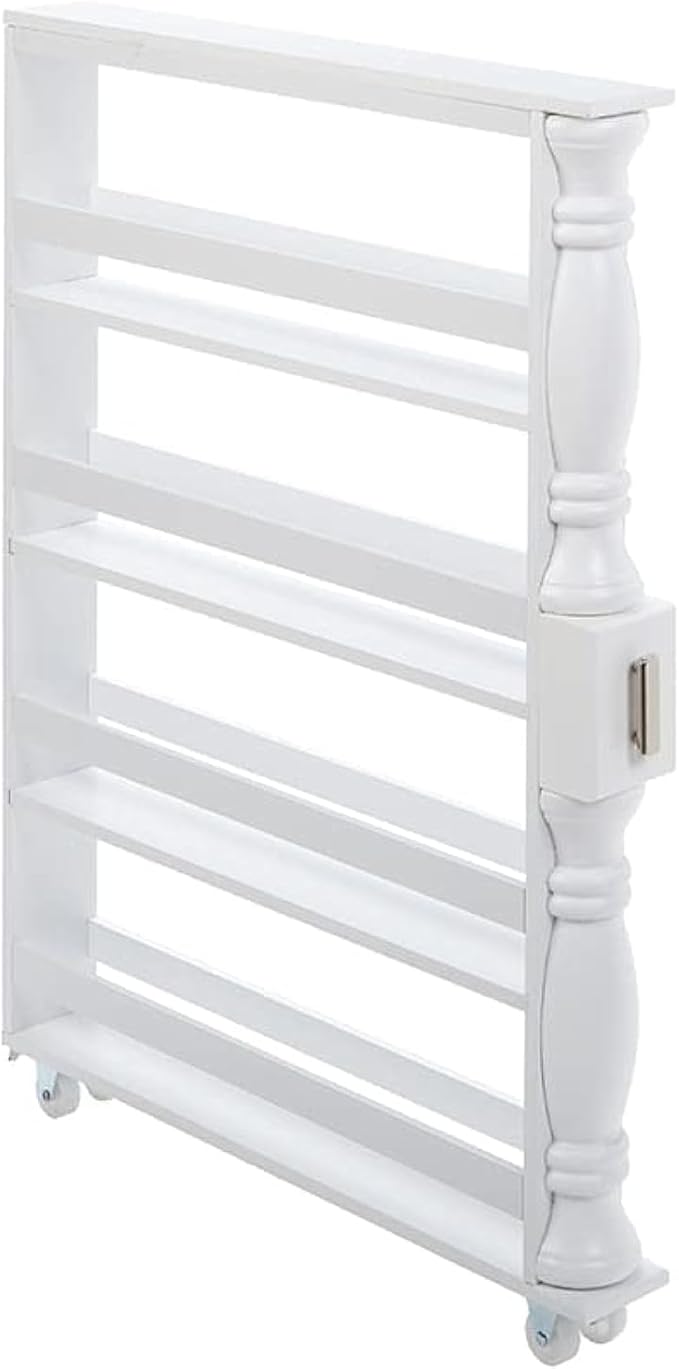 Slim Rolling Can and Spice Racks - White