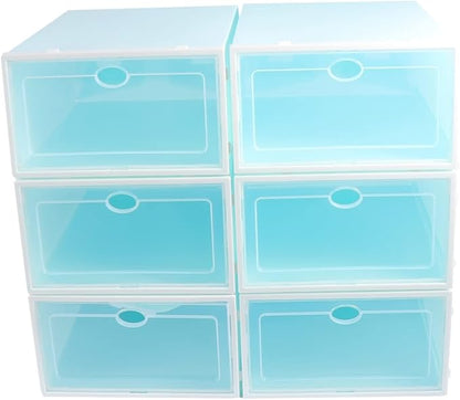 Alipis 6pcs Thicken Stackable Shoe Storage Box White Frame for Men Plastic Container for Organizing Sneakers and Footwear for Closets and Entryways