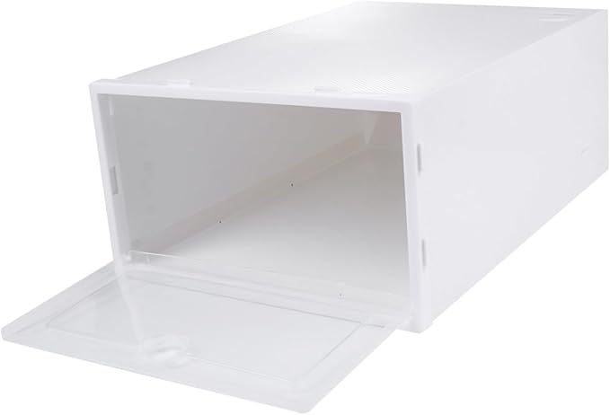 6pcs Thickened Transparent Shoe Organizer Boxes Stackable Drawer Type Shoe Holder for Sneakers and Boots PP Material Protective Storage for Closet White Frame Color