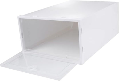 6pcs Thickened Transparent Shoe Organizer Boxes Stackable Drawer Type Shoe Holder for Sneakers and Boots PP Material Protective Storage for Closet White Frame Color