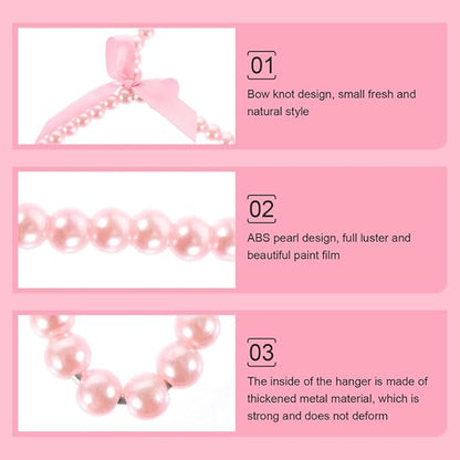 Beavorty Pearl Pet Clothes Hanger Small Dog Coat Rack with Decorative Bow Lightweight Plastic Hangers for Pet Garment Storage 7.87X6.29X0.39In Set of 2