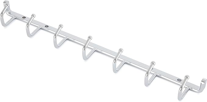 Rev-A-Shelf Sidelines 14" Closet Wall Hanging Mount for Belt, Scarf, or Tie Accessory Organization Rack Holder Hanger w/7 Hooks Chrome, BRCL-14NS-CR-1