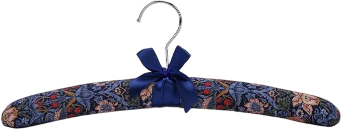 Anti-slip Satin Padded Clothes Hangers with Rotatable Hooks No Shoulder Bump for Women Heavy Sweaters, Coats, Suits with Floral Set of 5 (Strawberry And Bird)