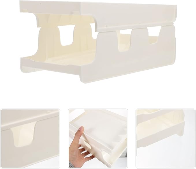 SHERCHPRY Refrigerator Refrigerators Organizer Bins Soda Can Dispenser Holder Stacking Drink Dispenser Holders Plastic Canned Food Pantry Storage Rack White Food Containers