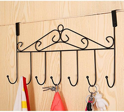 Over the Door Hooks for Hanging, Door Hanger Organizer, Over Door Towel Rack Hanger Coat Rack Hooks for Clothing, Anti-Rust Overdoor Organizer Rack with 7 Hooks for Bathroom Bedroom Hat Purse Robe