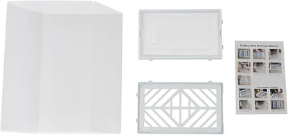20 Pack Shoe Storage Boxes, Plastic Stackable Foldable Shoe Boxes with Clear Front Opening Door for Sneakers Flats Slippers Sandals Casual Shoes, Space Saving, 13.58*9.06*5.51in (White)