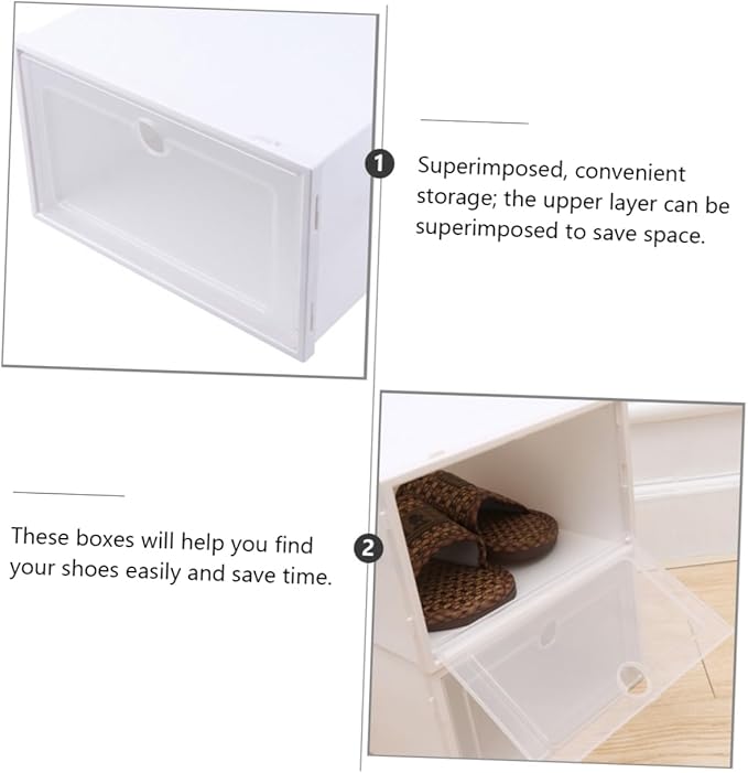 6pcs Stackable Transparent Drawer Shoes Boxes with Breathable Dustproof Plastic Shoe Containers for Men Sneaker Storage Organizer