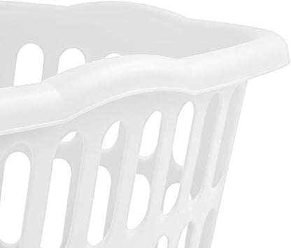Sterilite 12-Pack Rectangular Laundry Basket, Plastic Clothes Hamper, 1.5 Bushel, White - Dirty Clothing Storage Organizer with Handles for Bedroom, Bathroom, and Closet