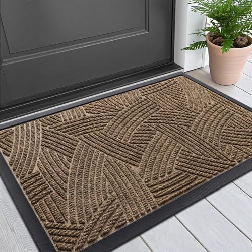 Smiry Front Door Mat Outside Entrance, Low Profile Rubber Doormat, 29.5x17 by Smiry