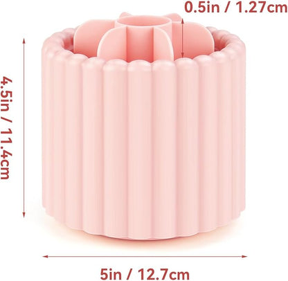 yuntop 1 Pack 360° Rotating Makeup Brush Organizer, 7 Slot Make up Brush Holder for Vanity, Dresser, Desk (Pink)
