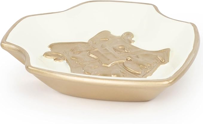 Jay Franco Harry Potter Soap Dish - Gold Resin Sponge Holder/Jewelry Dish Features Hogwarts Crest - Bathroom Décor