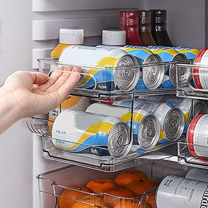 VALINK Soda Can Organizer for Refrigerator,Clear PVC Beverage Holder,Fridge Canned Food Storage Rack for Refrigerator, Pantry, Countertop, Kitchen
