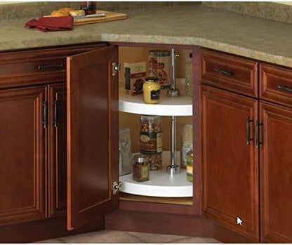 Knape & Vogt PFN24ST-W 31.5" by 24" by 24" Full-Round Polymer Lazy Susan Cabinet Organizer,White/Chrome