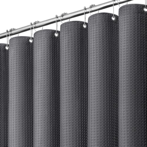 Dynamene Stall Waffle Shower Curtain 256 GSM Heavy 54"x72" Charcoal Grey by Dynamene
