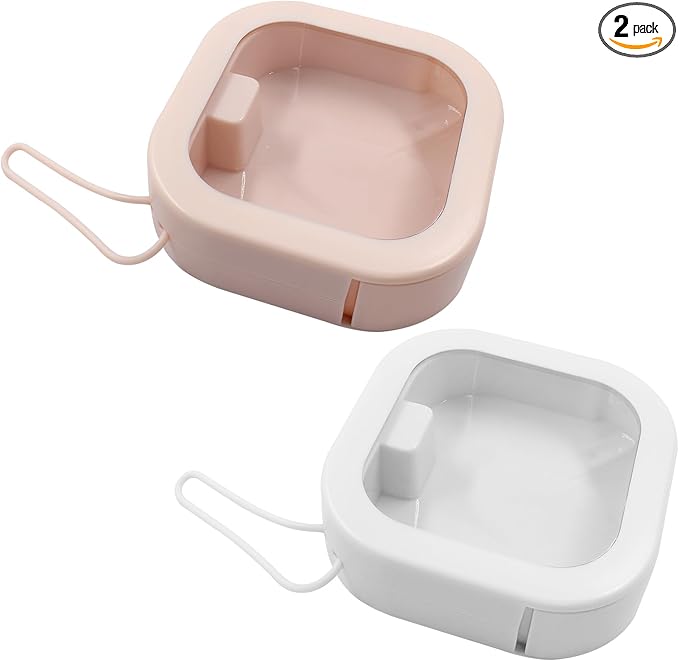 Hitefu Hair Tie Organizer - Small Portable Hair Tie Holder Jewelry Organizer Small Items Storing for Women Baby Teen Girl - Desktop Storage Box Storing Like Floss Sticks, Hair Clips (Pink and White)