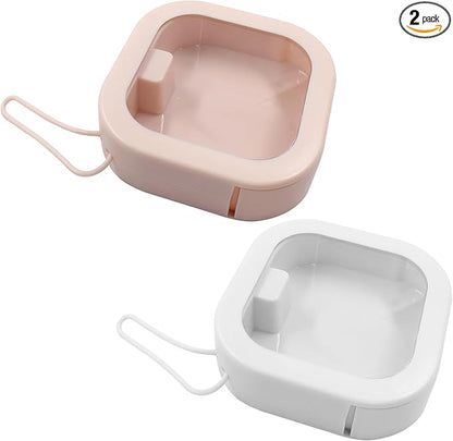 Hitefu Hair Tie Organizer - Small Portable Hair Tie Holder Jewelry Organizer Small Items Storing for Women Baby Teen Girl - Desktop Storage Box Storing Like Floss Sticks, Hair Clips (Pink and White)