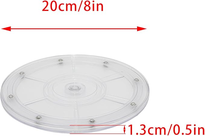 1 Pcs Clear 8 inch Acrylic Lazy Susan Rotating Turntable Organizer Bearings - Round Swivel Plate for Spice Rack, Table, Cake, Kitchen Pantry