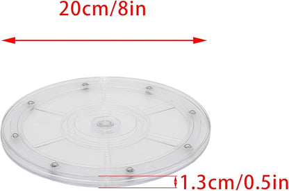 1 Pcs Clear 8 inch Acrylic Lazy Susan Rotating Turntable Organizer Bearings - Round Swivel Plate for Spice Rack, Table, Cake, Kitchen Pantry
