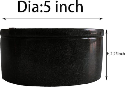 Kerixi Marble Salt Cellar and Storage Box with Two Compartments Salt Box with Swivel Lid for Storing Spice (Black)