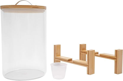 Rice Dispenser Glass, Rice Storage Container, Flour and Cereal Container with Airtight Lid and Stand, Glass Food Storge Container for Kitchen Organization and Pantry Store (8L)
