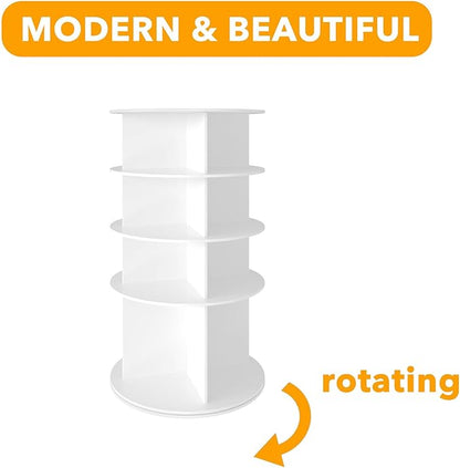 SpaceAid Rotating Shoe Rack 4 Tier Organizer, High Bottom Design Shoe Tower Spinning Storage Lazy Susan, Revolving Rack 360, Closet Handbag Display Rotate Organizers (White)