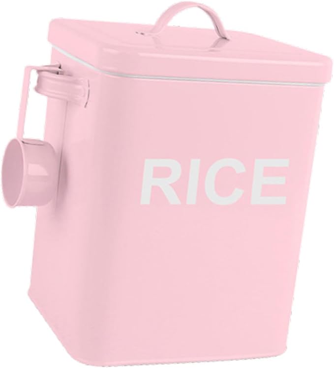 MagiDeal Flour Canister, Sealed Food Storage Bin, Countertop Organizer Jar for Grain, Beans, Kitchen Rice, Pink M