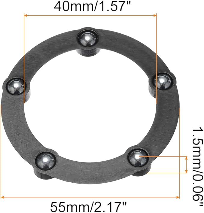 MECCANIXITY 2inch Rotating Swivel Stand with Steel Ball Bearings Annular Lazy Susan Base Turntable for Kitchen Corner Cabinets, 55 x 40mm Black Pack of 6