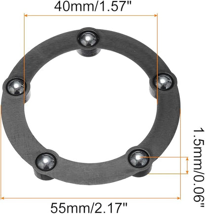 MECCANIXITY 2inch Rotating Swivel Stand with Steel Ball Bearings Annular Lazy Susan Base Turntable for Kitchen Corner Cabinets, 55 x 40mm Black Pack of 6