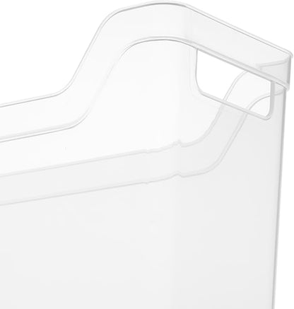 Sterilite Narrow Shelf Bin with Handles, Plastic Storage Container for Organizing Shelving, Closet, Pantry, and Countertops, Clear, 6-Pack
