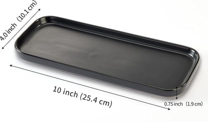 Ceramic Bathroom Tray,Kitchen Sink Organizer Tray,Cosmetics Holder (Black)