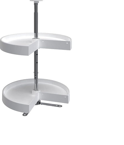 Rev-A-Shelf 18" Pie-Cut Dual Tier Lazy Susan Organizer for Corner Wall Kitchen Cabinets, Plastic Home Rotating Storage Shelves, White, 2942-18-11-1