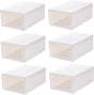 6pcs Large Capacity Plastic Shoe Storage Boxes with Flip- Design, Thickened Stackable Shoe Organizers for Closet and Home Storage
