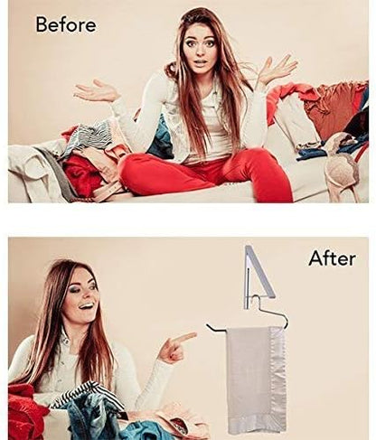 Single Foldable Clothing Rack, Wall-Mounted Retractable Clothes Hanger for Laundry Dryer Room, Hanging Drying Rod, Small Collapsible Folding Garment Racks, Dorm Accessories (Chrome)