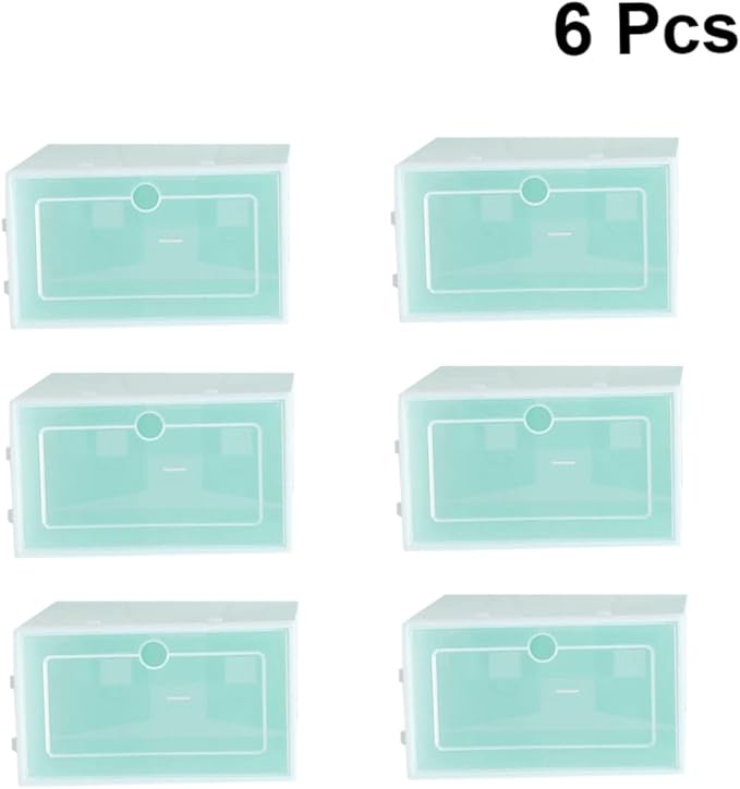 Holibanna Shoe Containers 6pcs Set Thicken Storage Boxes Clear Plastic Stackable for Shoes Closet Bedroom