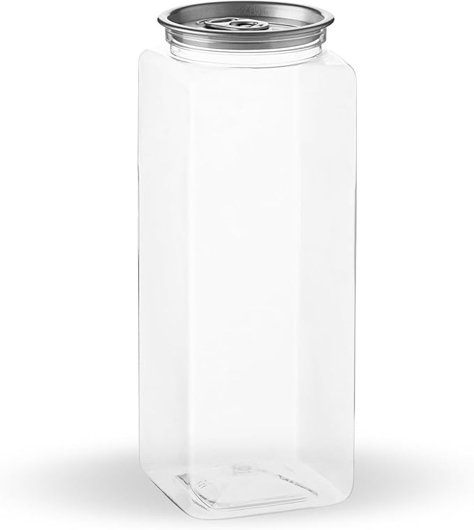 Hammont 200PK Plastic Juice Bottles with Caps – Sealable Smoothie, Boba, & Iced Coffee Cups – Reusable Clear Drink Containers – Compatible Automatic Cup Sealers (16 oz Square)