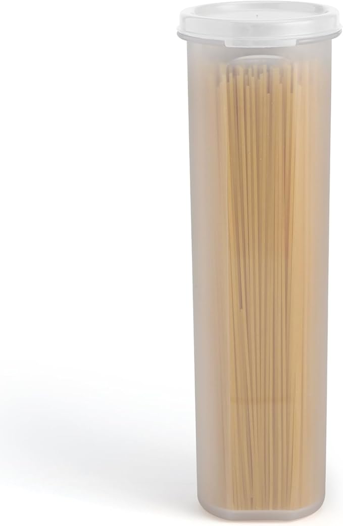 Tall Clear Spaghetti Pasta Container Storage With Lid.Multi-Purpose Kitchen Pantry Organization And Food Storage For Noodles Beans Straws - Airtight Leakproof Spaghetti Keeper BPA Free 37 oz.